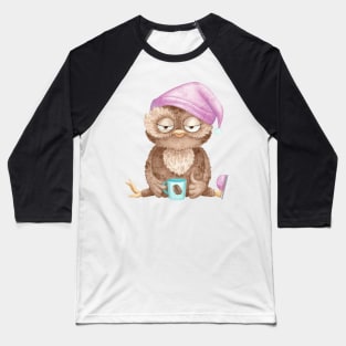 Owl with coffee Baseball T-Shirt